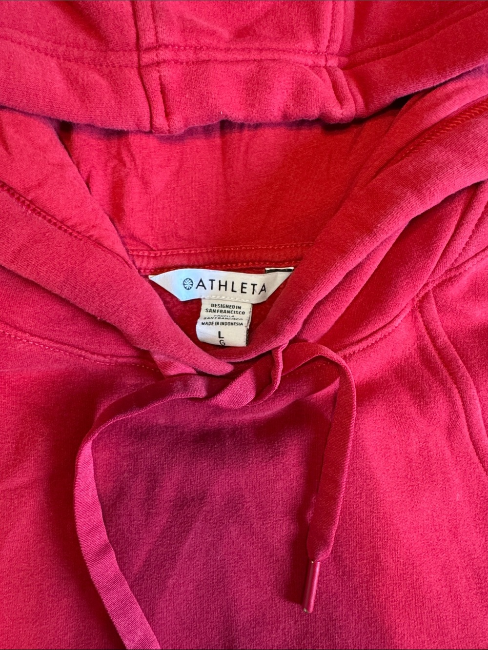 Athleta Red Hooded Pullover Sweatshirt - Picture 3 of 7